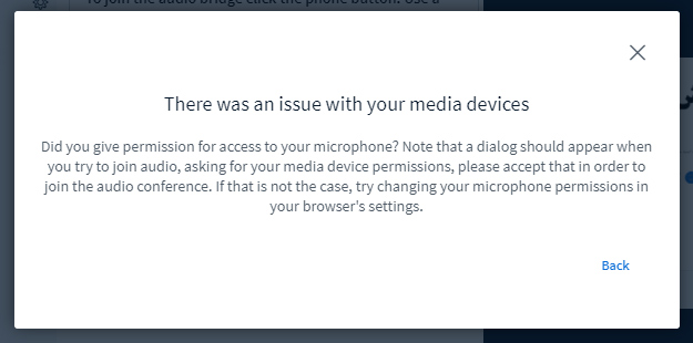 There was an issue with your media devices